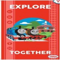 Thomas The Tank Explore Together Fabric Panel Red